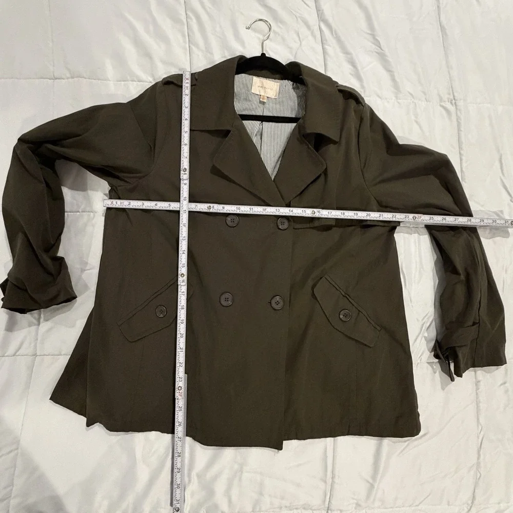 Skies Are‎ Blue Women's Olive Green Trench Jacket Size XL Double Breasted